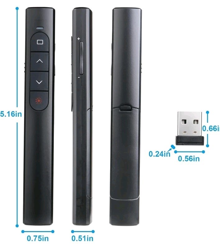 Wireless Presenter Remote, Presentation Clicker with Hyperlink & Volume