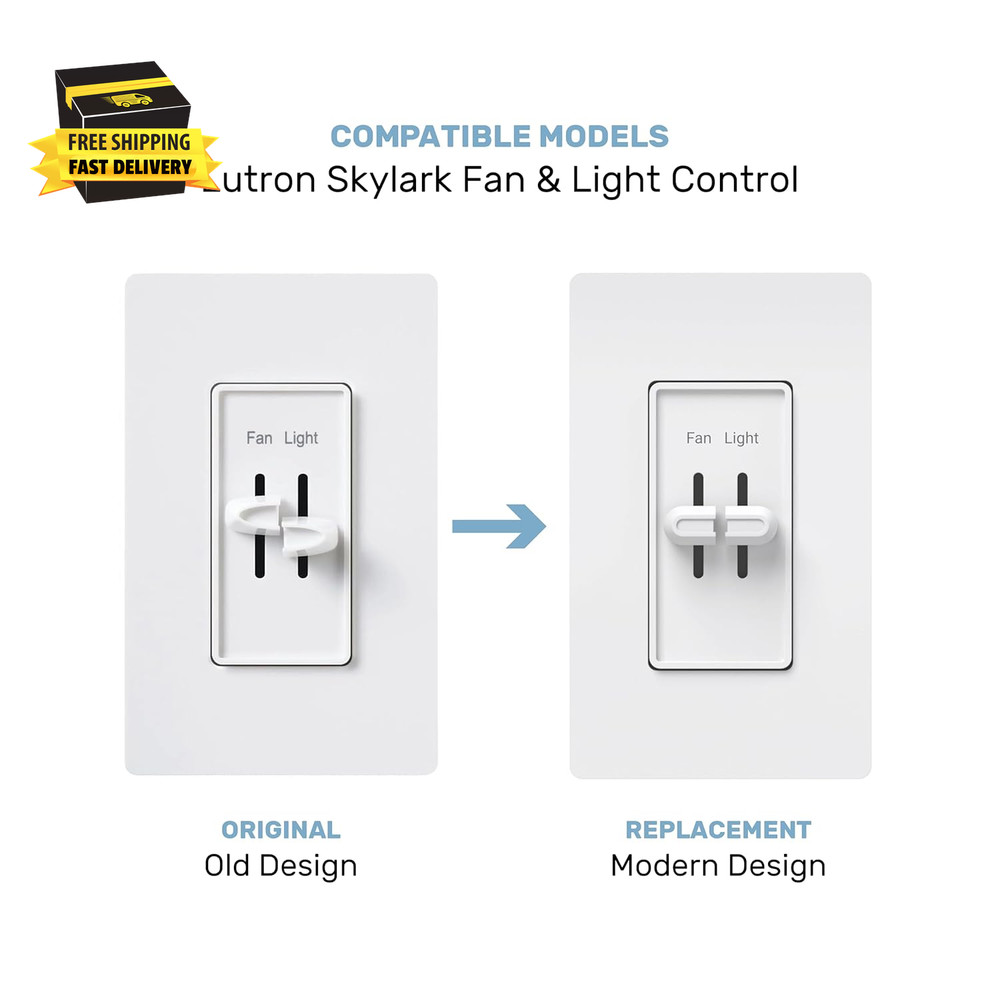Modern Split Slider Knobs - Made in USA - Compatible with Lutron Skylark Fan Spe