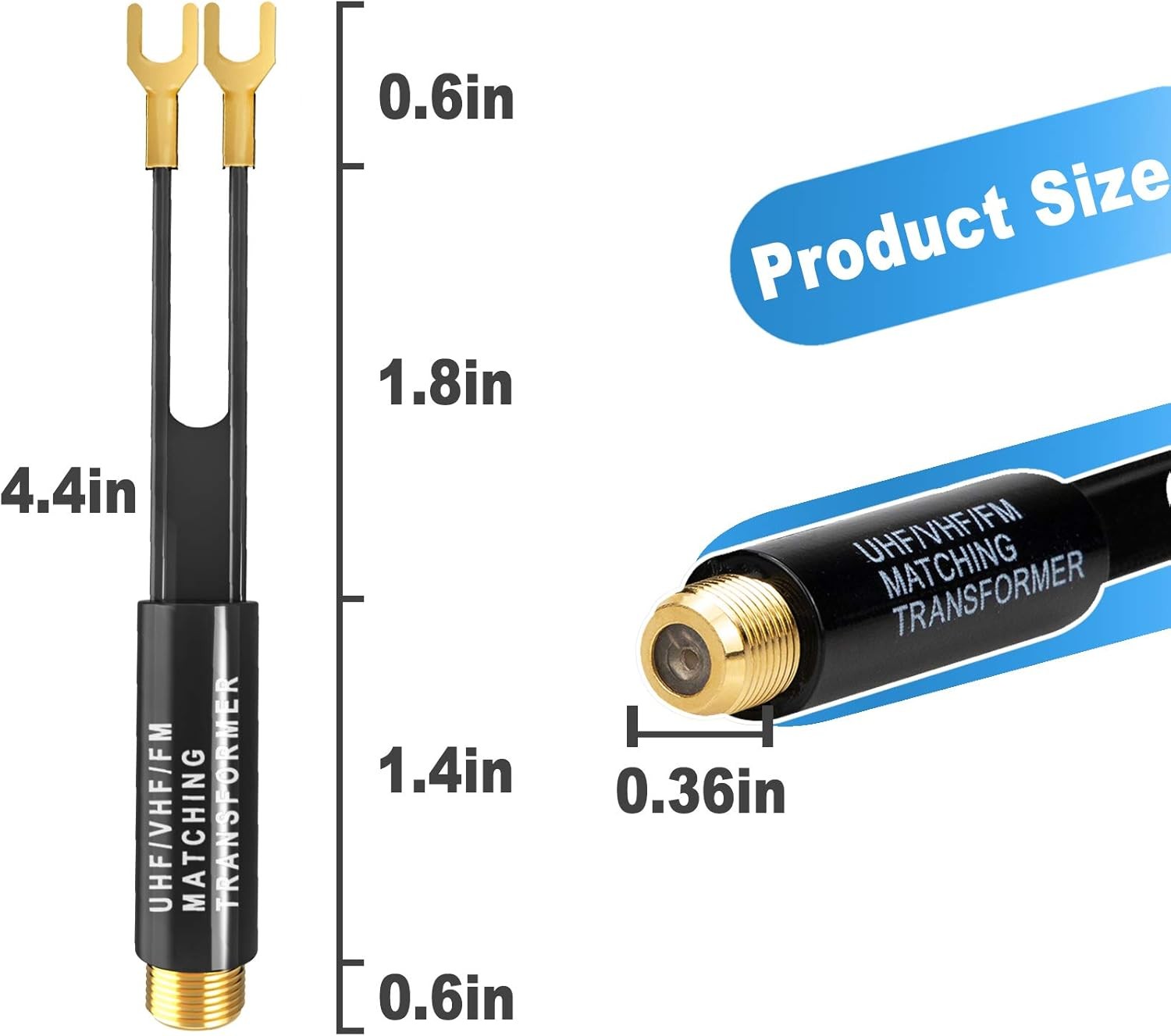 Ancable 1-Pack Gold Plated - 75 Ohm to 300 Adapter - UHF/VHF/FM Balun...