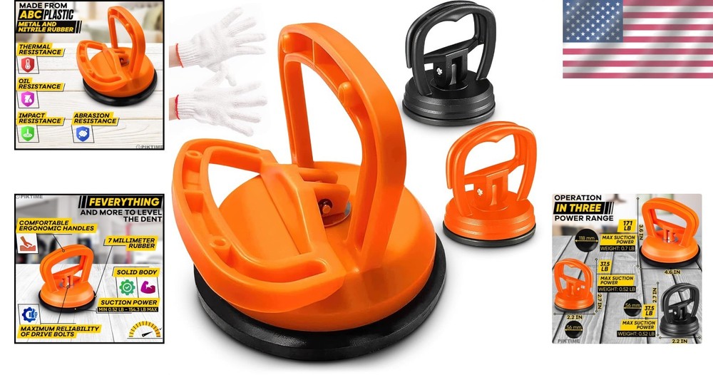 3-Piece Car Dent Puller Kit with 172lbs Suction Power - Durable DIY Solution