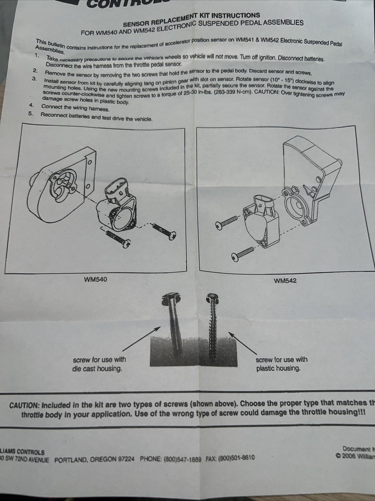 2587575C92 CONTROL, ELECTRONIC ACCELERATOR SENSOR