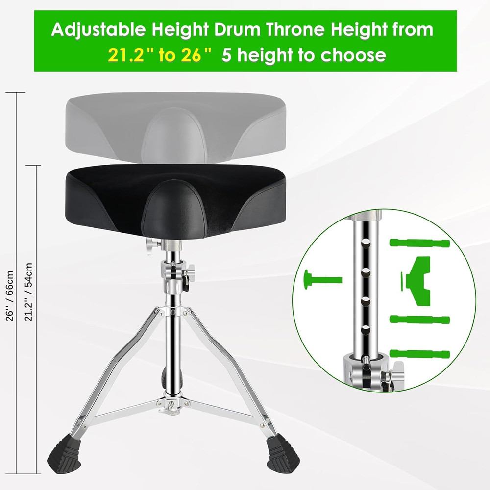 Drum Throne Drum Seat Height Adjustable,Padded Drum Stools Motorcycle Style Drum