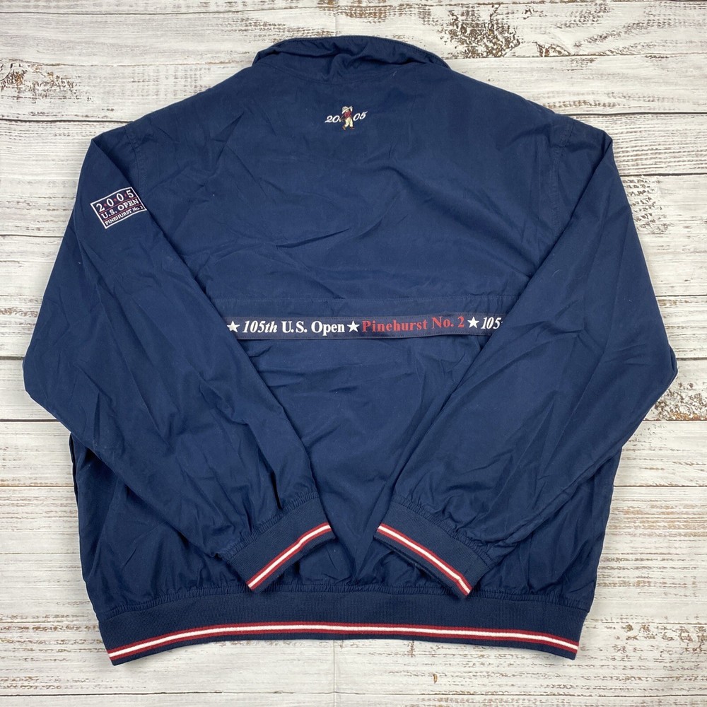 US Open Golf Pullover Windbreaker Jacket 2005 Pinehurst No. 2 Navy Sz L Packable