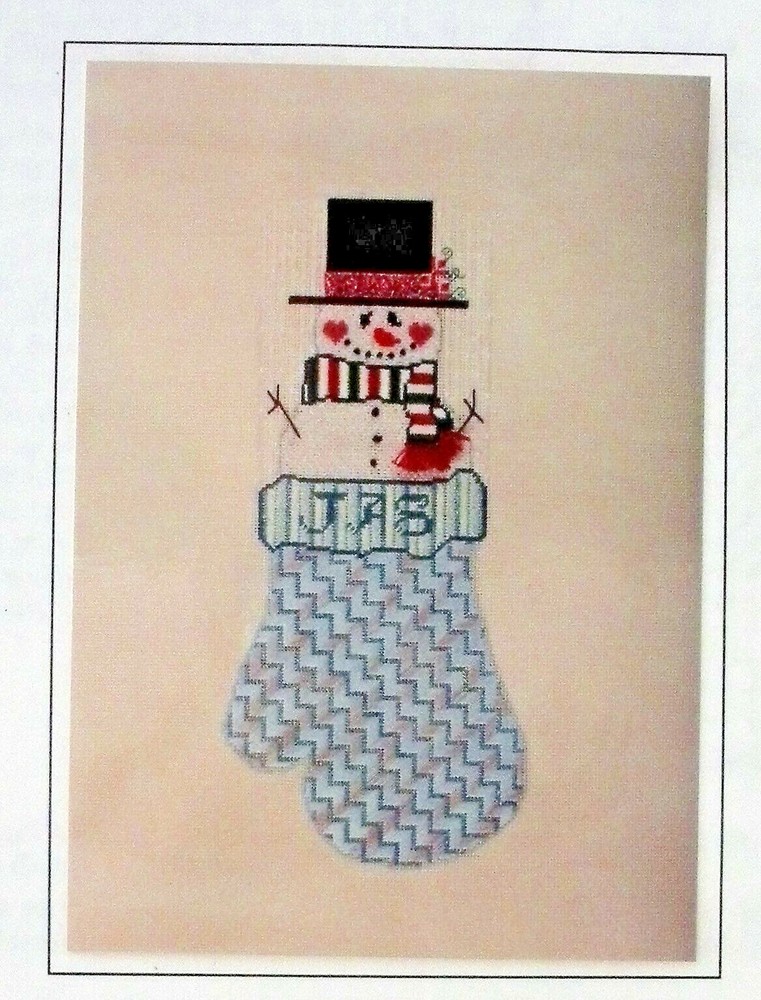 Charted Needlepoint Pattern Snowman Mitten Cheryl Schaeffer Fleur de Paris 1996