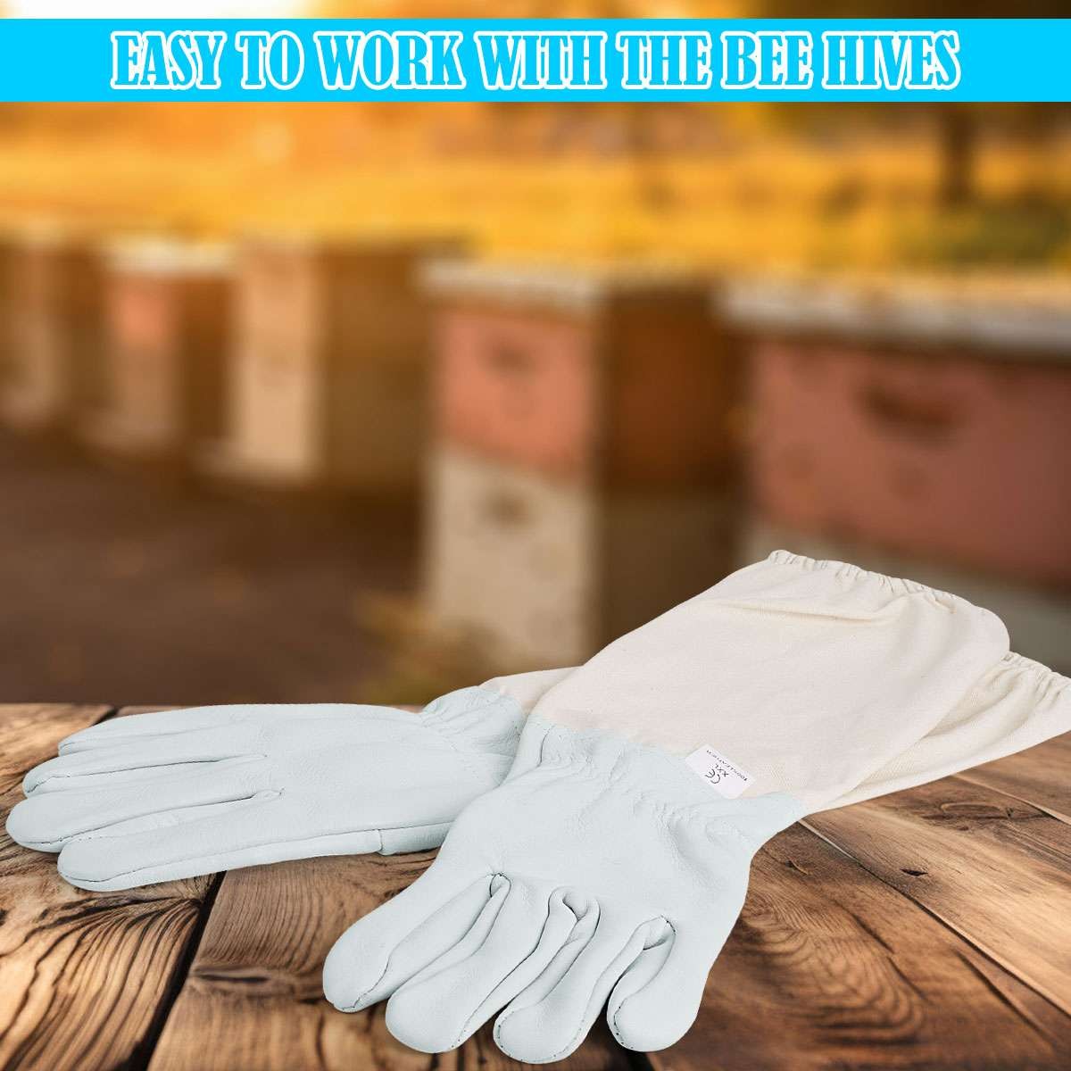 Beekeeping Gloves Goatskin Bee Keeping with Vented Beekeeper Long Sleeve protect