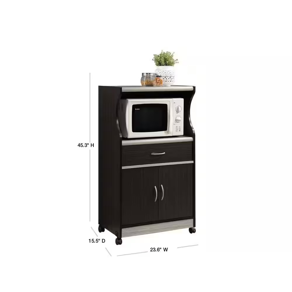 Grey Microwave Cart with Storage