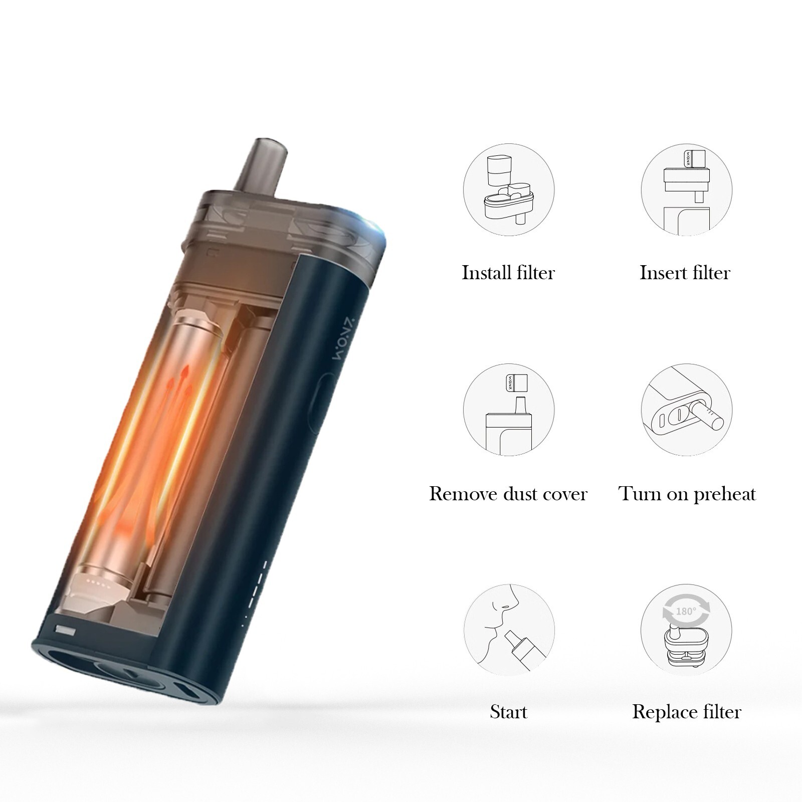 WONZ L1 Cigarette Filter ,Heated Tobacco Device,Minimizes Secondhand Smoke Risks