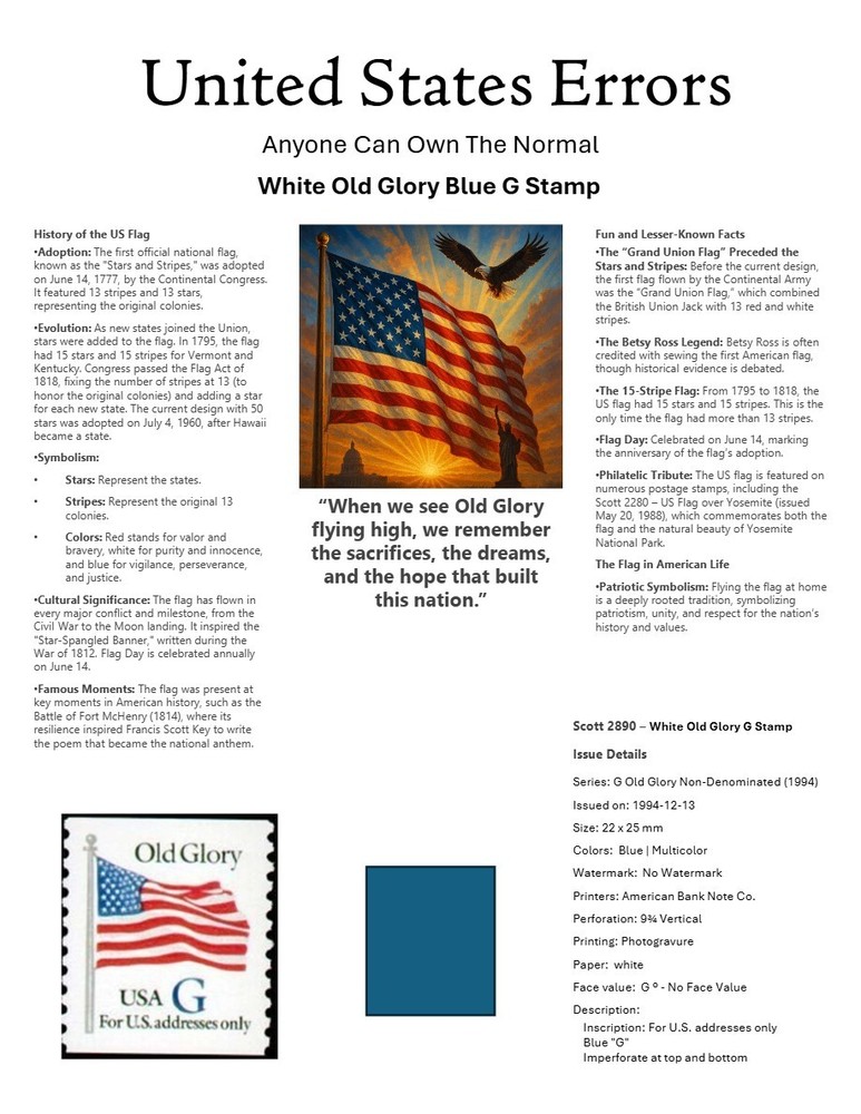 Centsational Custom Presentation Panel For Error SN 2890 - 8.5” X 11”