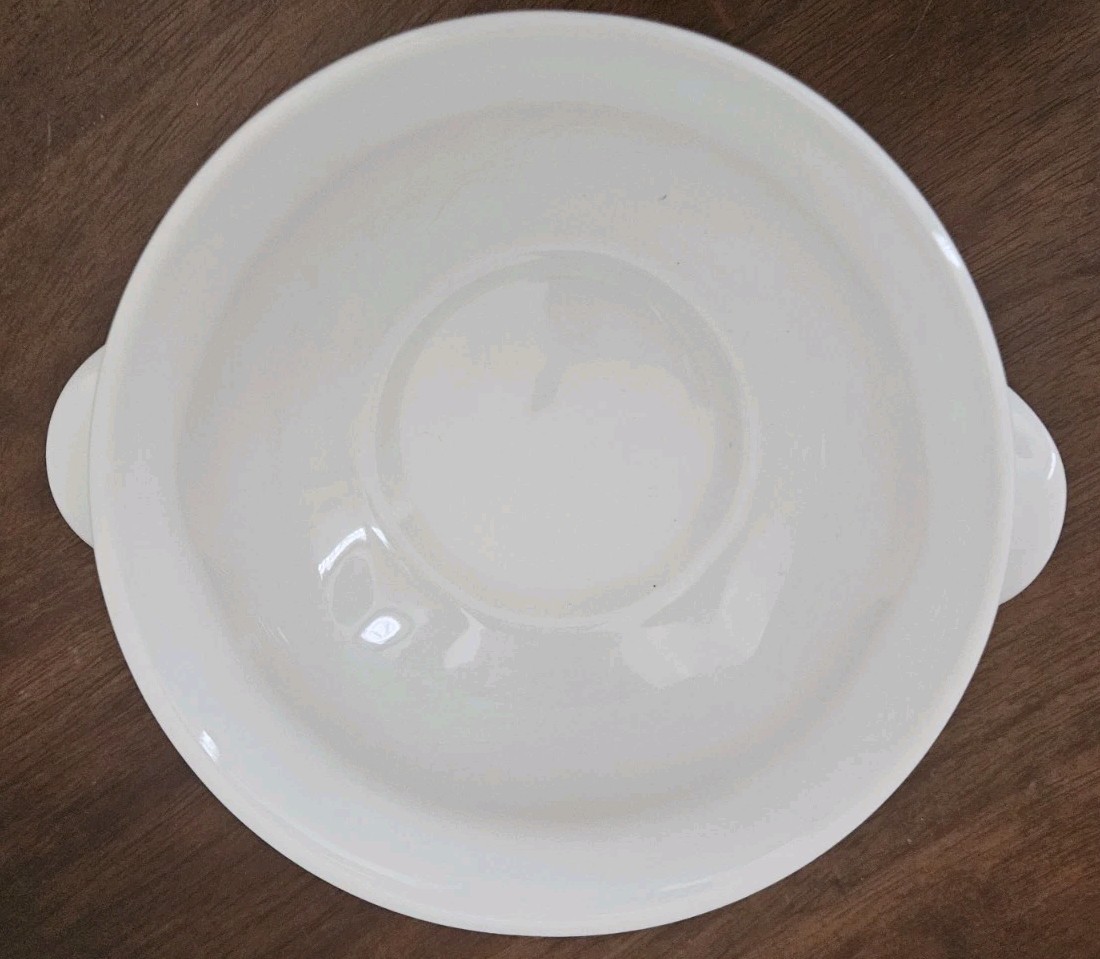 Pfaltzgraff Filigree Open Onion Soup Bowl w/ tab handles; 5 1/8" d x 3" t; U S A