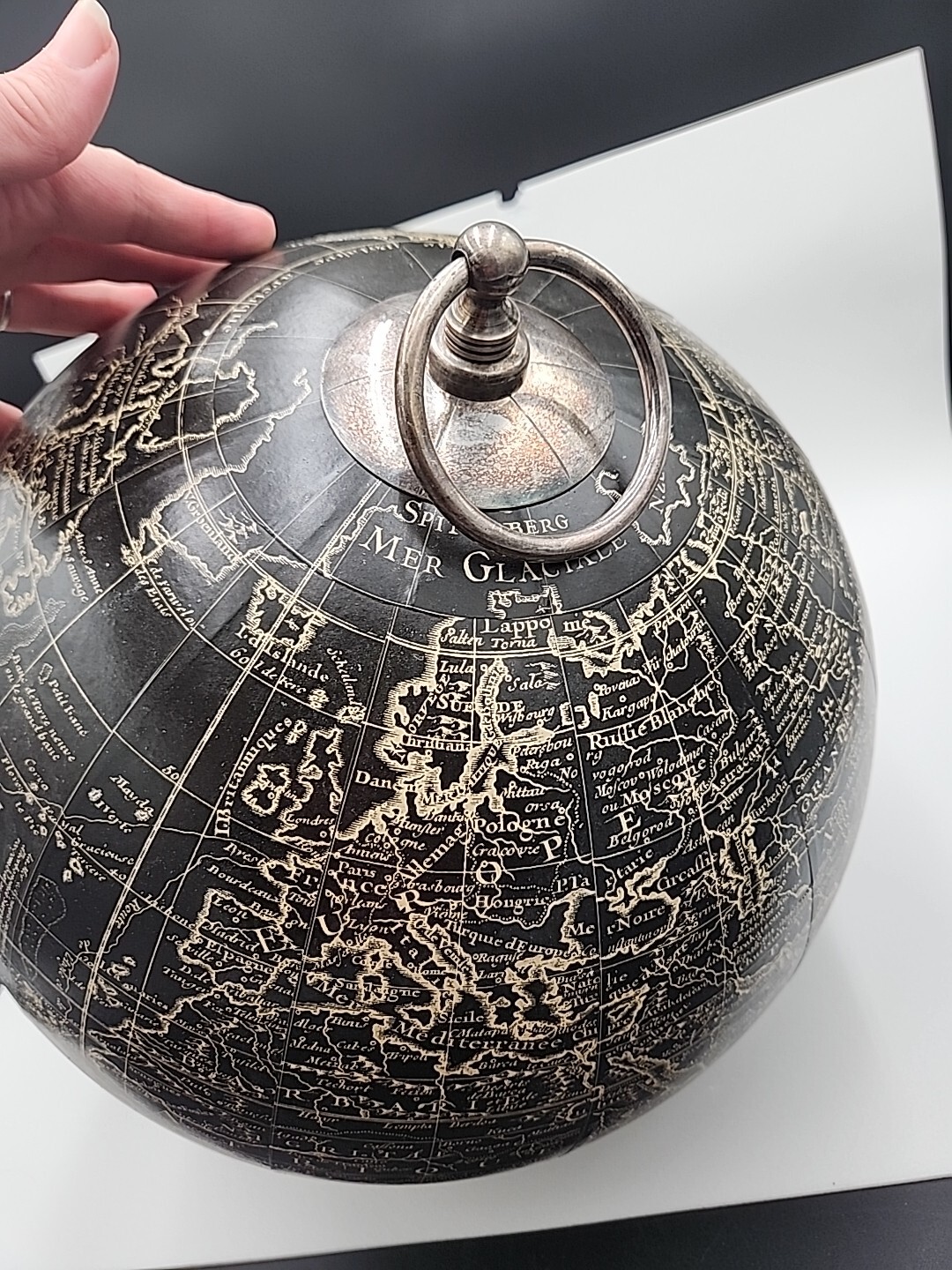 Black Vaugondy 1745 World Globe 13" Reproduction Decor Hanging Globe