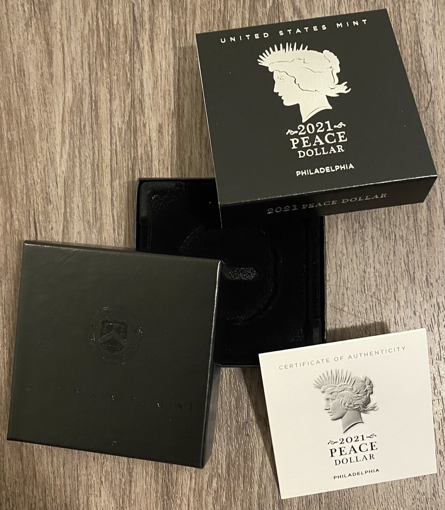2021 Peace Dollar Box & COA ONLY - NO COIN