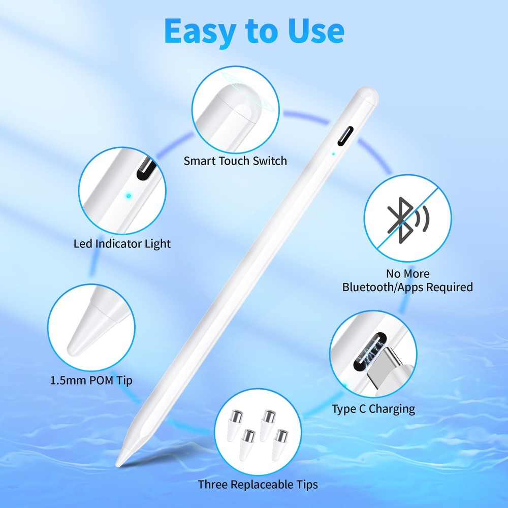 Stylus Pen for Touchscreen, Compatible Android & iOS Universal, White