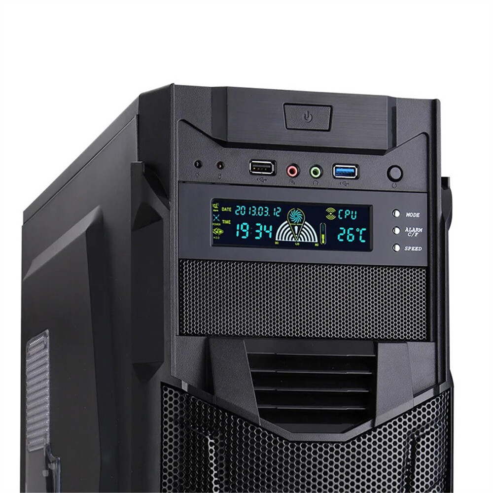 5.25 Inch PC Computer Front Panel LCD 3 Fans Speed Temperature Sensor Controller
