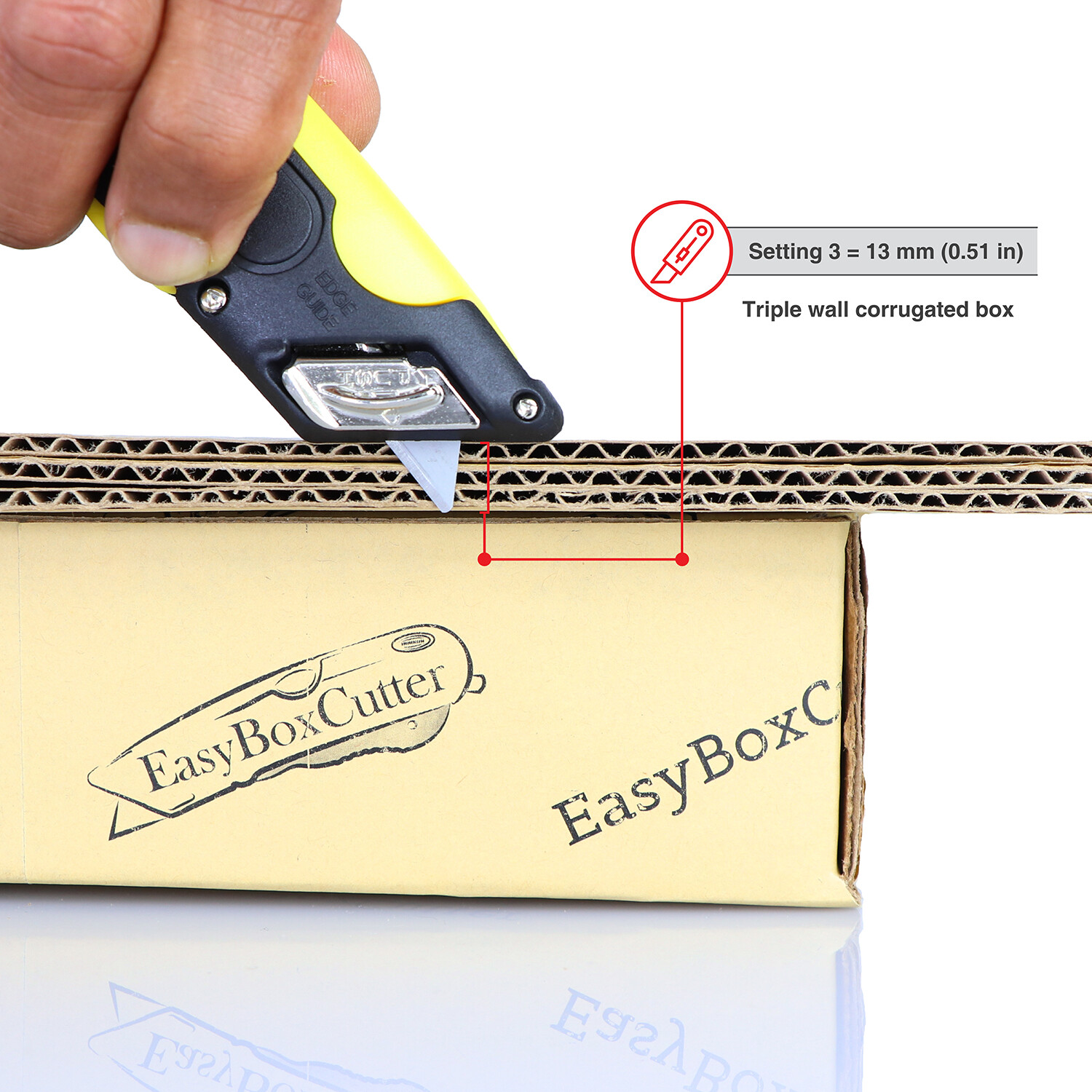 Easy Cut Safety Box Cutter Knife Easycut tool for work cutting Yellow 2000N
