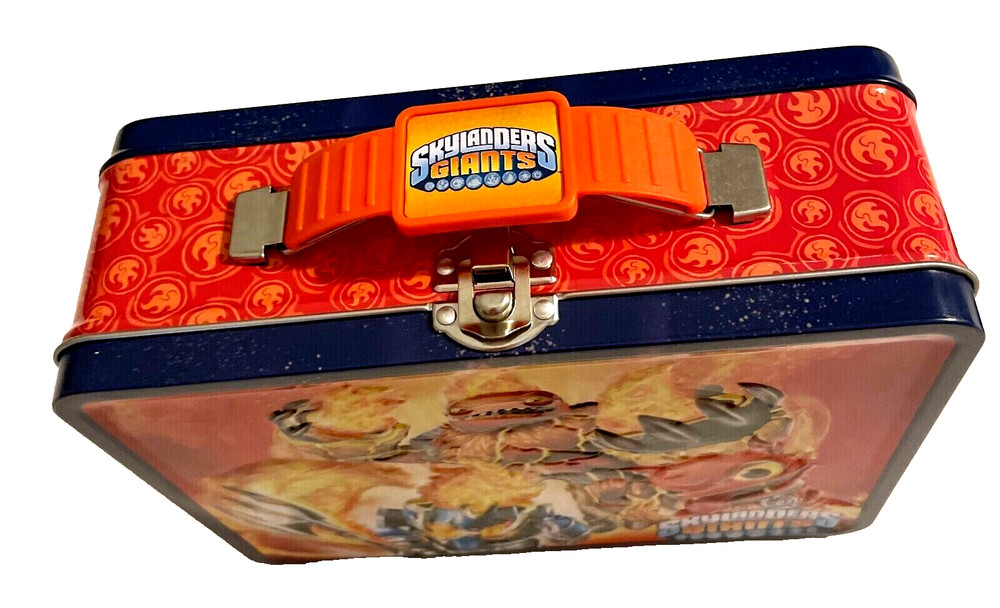 2 SKYLANDERS GIANTS TIN LUNCH BOXES same for snacks tote retired 2013 size 7.75"
