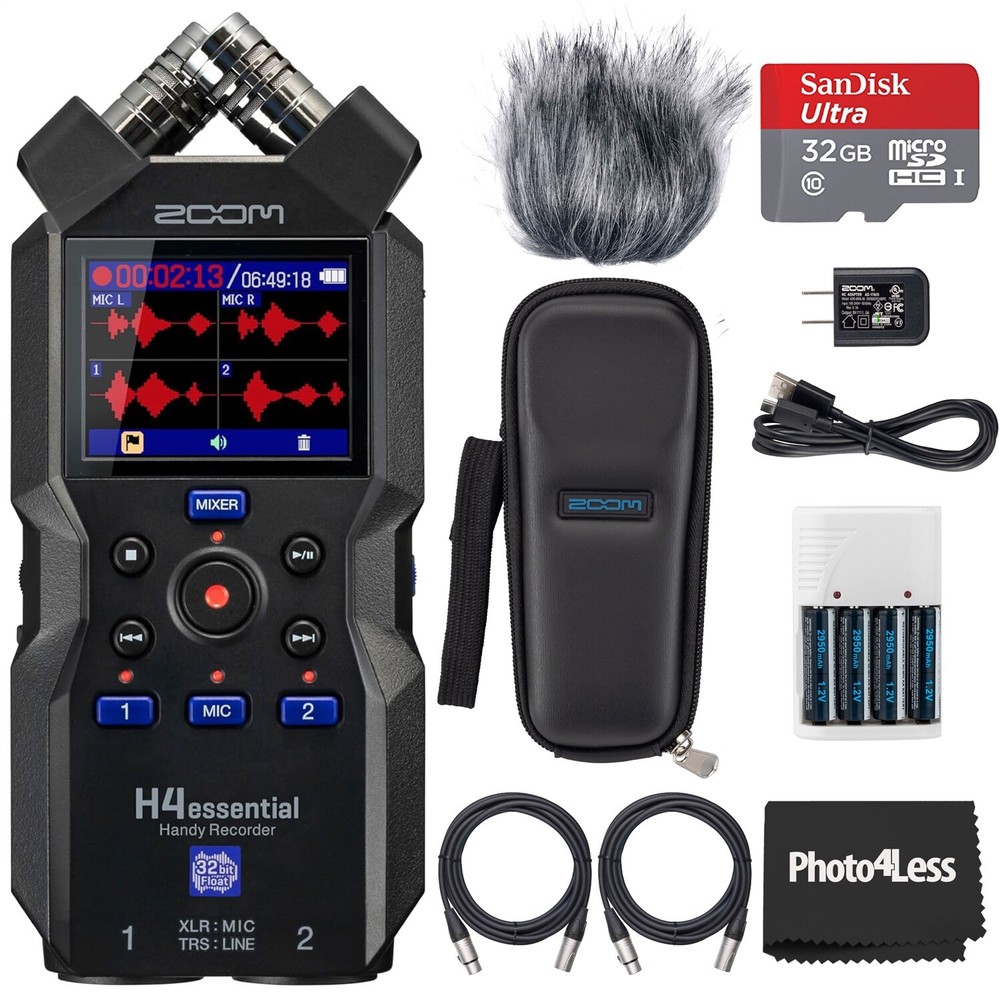 Zoom H4essential Recorder, Bundle with Zoom Accessory Pack, 32GB micro SD Card