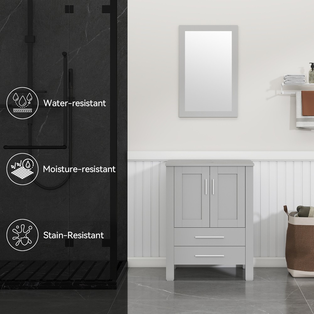 24'' Bathroom Vanity with Vessel Sink with Mirror