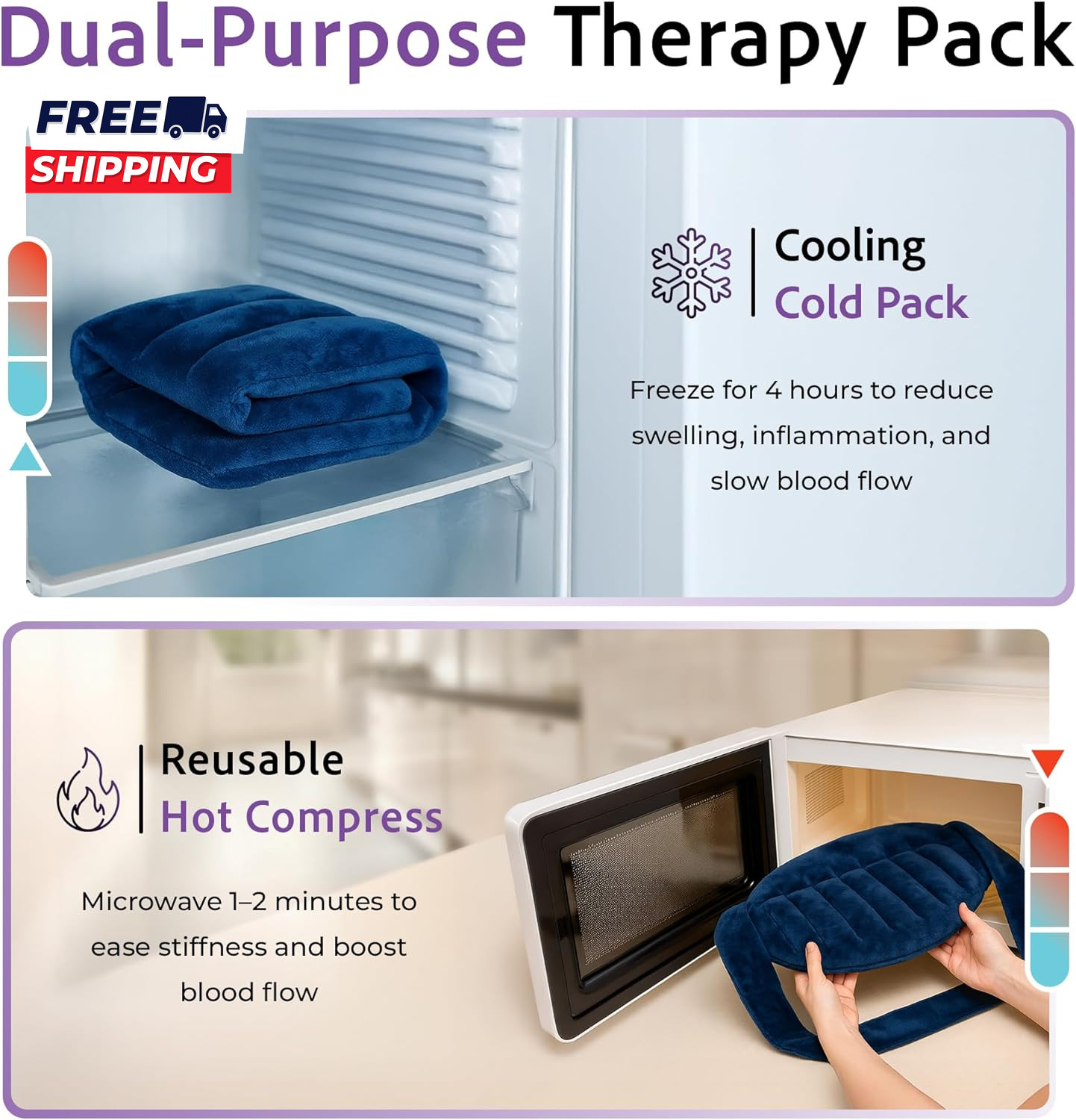 Microwavable Heating Pad for Back Pain Relief Moist Heat Pack for Neck & Should