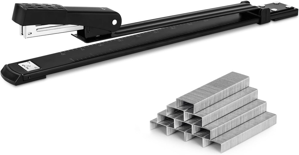 Long Reach Stapler, 20 Sheet Capacity, Includes 1000 Staples, Black