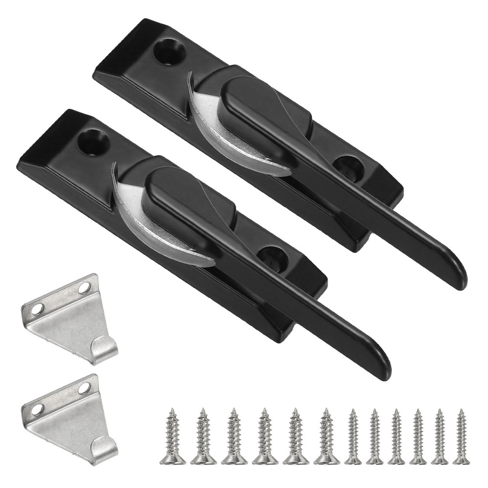 2Pcs 86 x 23mm Sliding Window Sash Locks Left Cam Action Sash Locks, Black