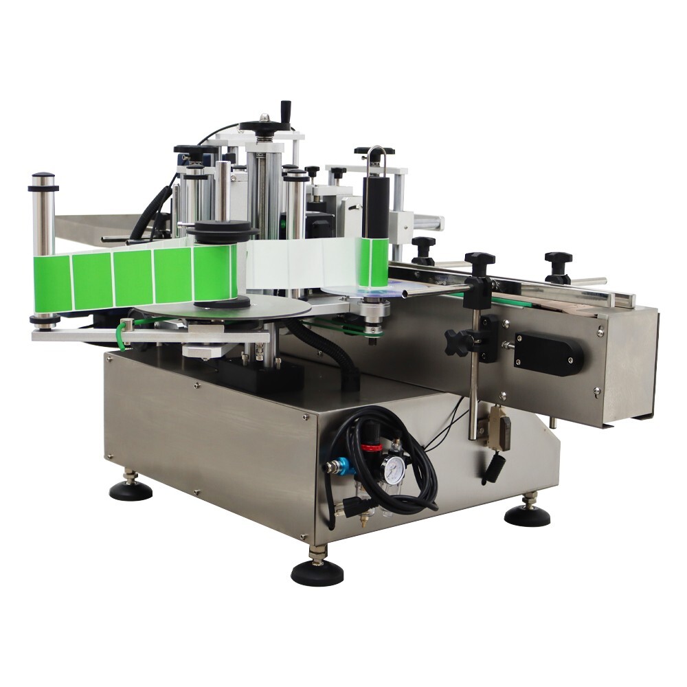 Automatic Round Bottle Labeling Machine w/Conveyor 360°Labeling 0.78-4.72in Dia.