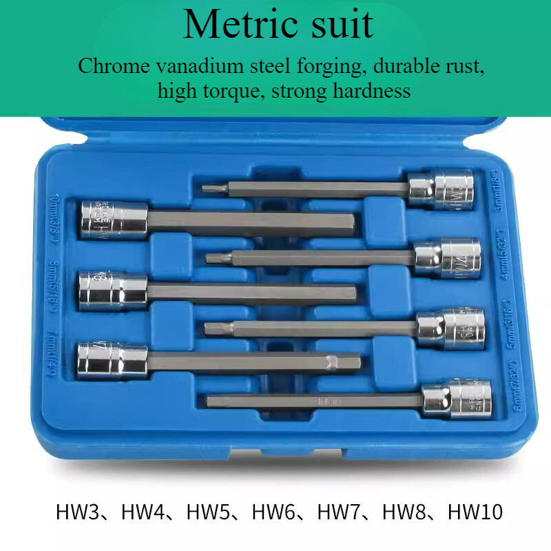 3/8 "hex Socket Head Set Metric Inch Extended Electric Screwdriver Sleeve Head