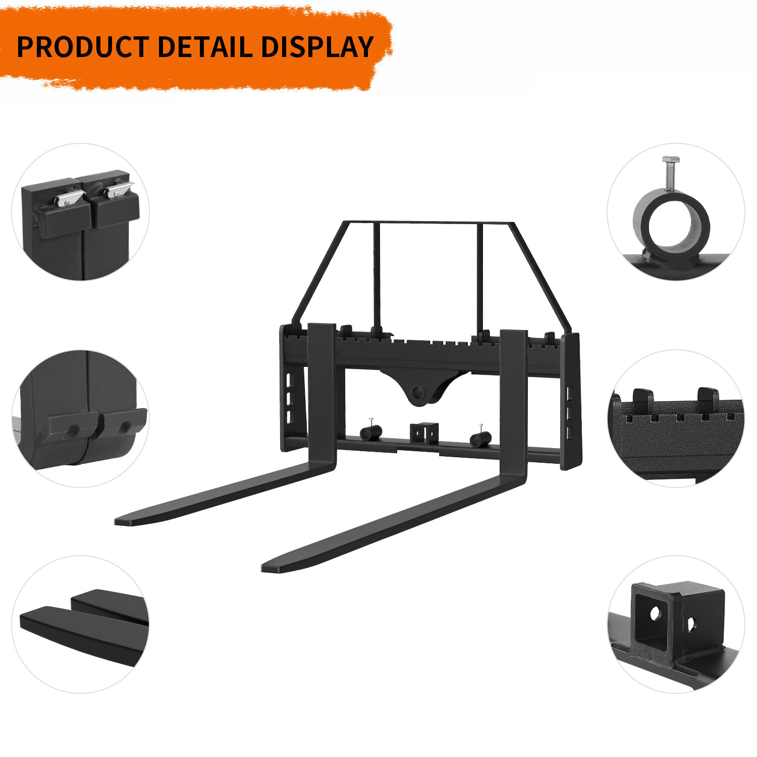 45" Pallet Fork Frame 2500LBS W/ 42" Fork Blades for Loaders Tractors Skid Steer