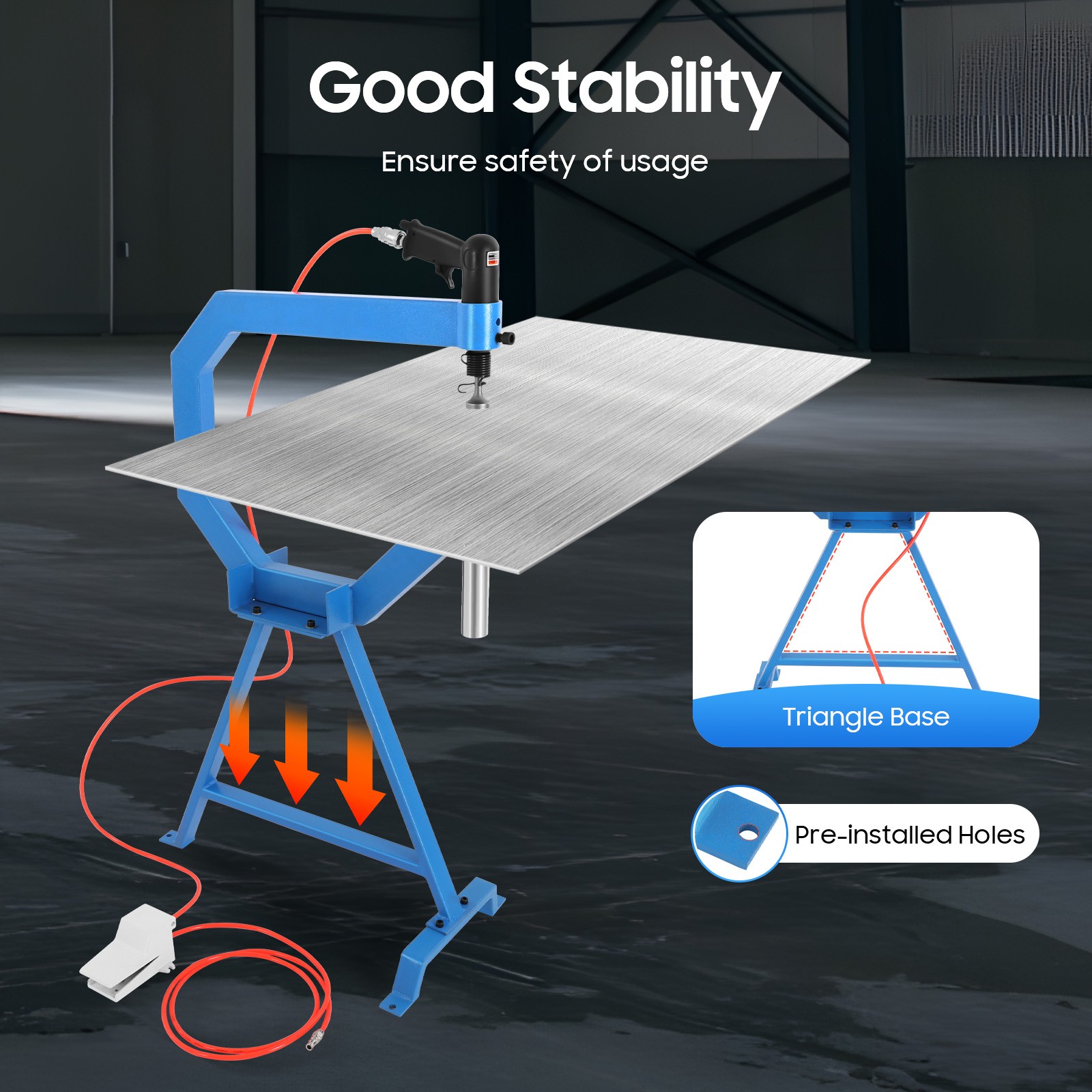 Industrial Pneumatic Planishing Hammer with Stand, Pedal & 1-3" Anvils