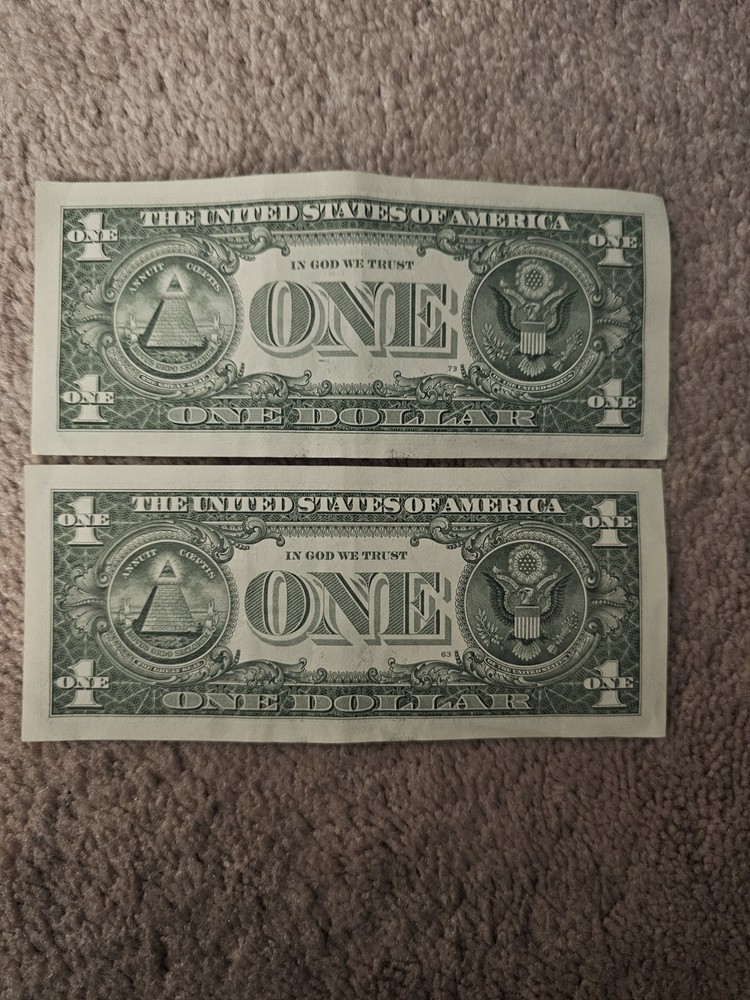 2021 $1 Dollar Bill Sequential Serial Numbers Seql Misaligned Unique Rare Find