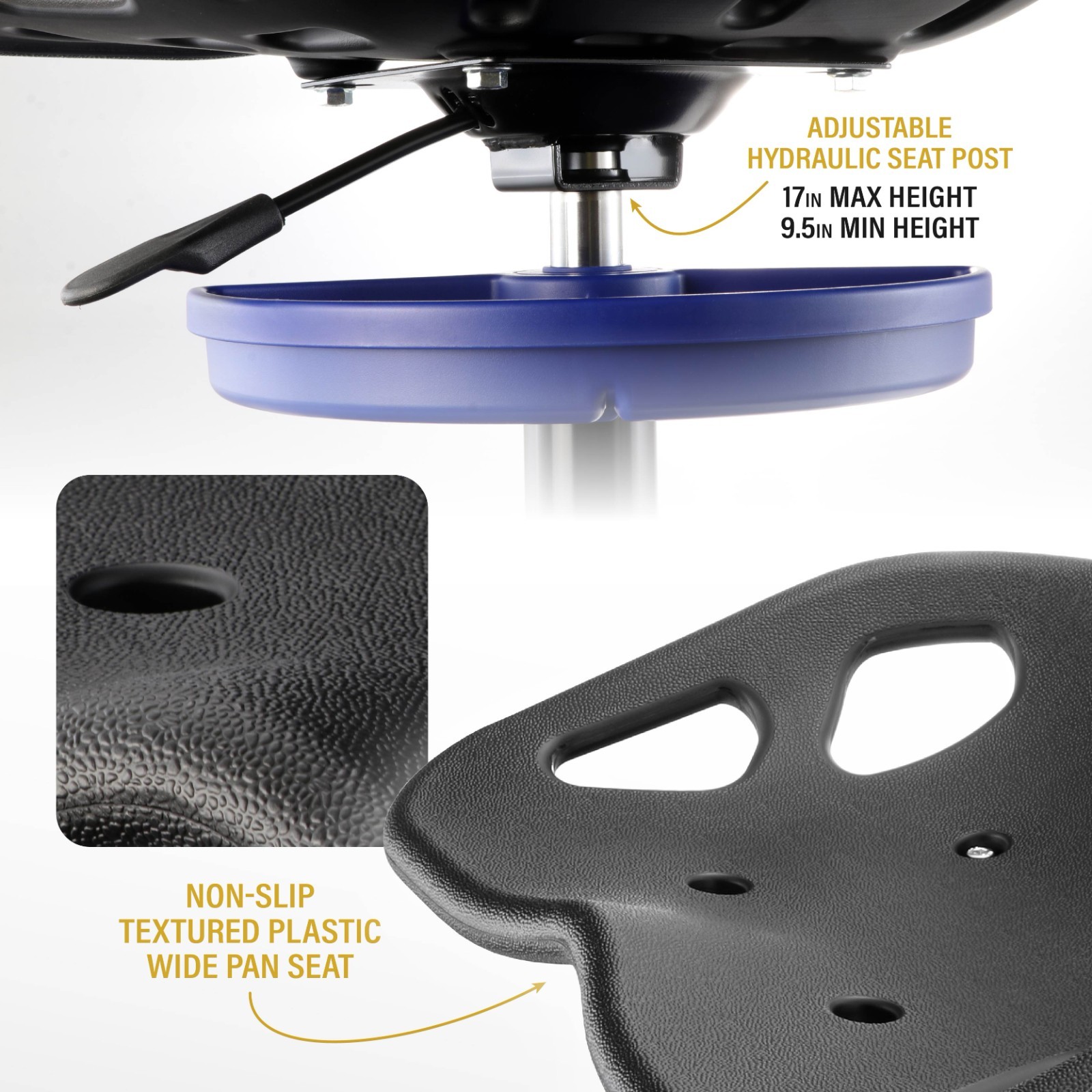 Swivel Shop Stool - 330 lbs max- Adjustable Hight for Mechanic / Detail / Garage