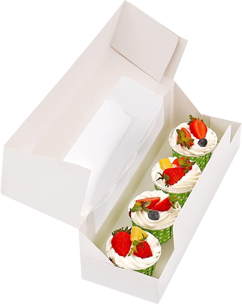 12" x 4" x 3.5" Roll Cake Boxes, Loaf Cookie White Bakery Boxes