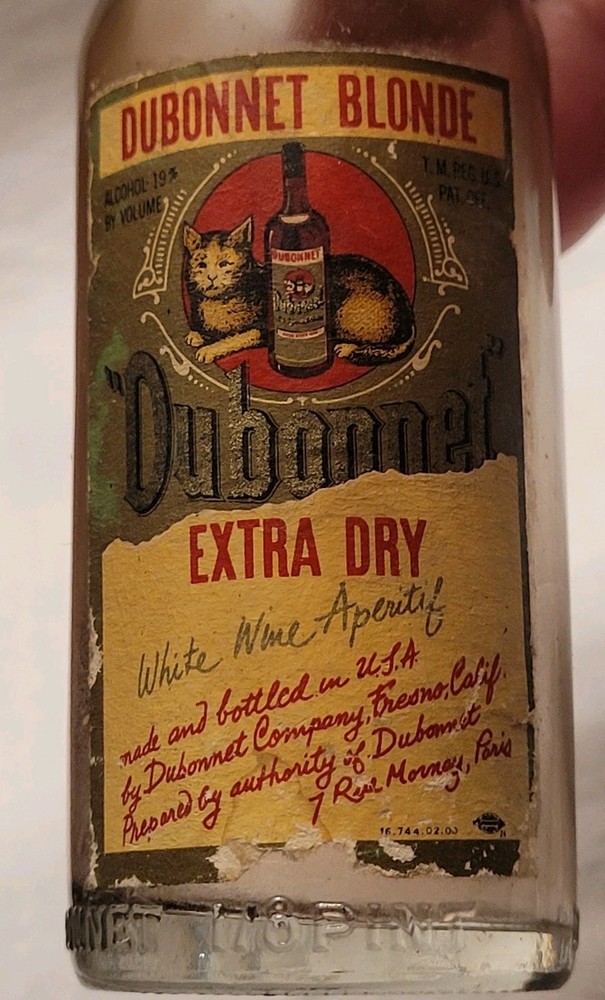 Miniature Dubonnet Blonde Extra Dry Original Label Empty