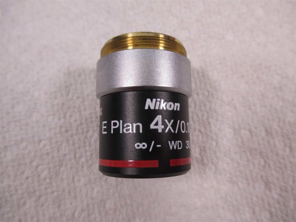 Nikon E Plan 4X Microscope Objective Lens Eclipse E200 Brightfield Microscopy