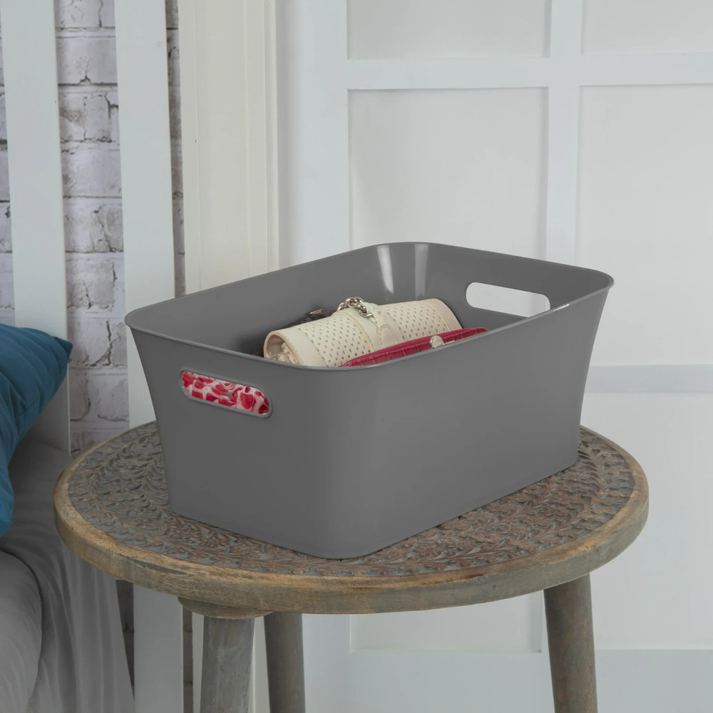 Open Plastic Storage Containers, Versatile Stylish Organizers , Gray 6 Pack