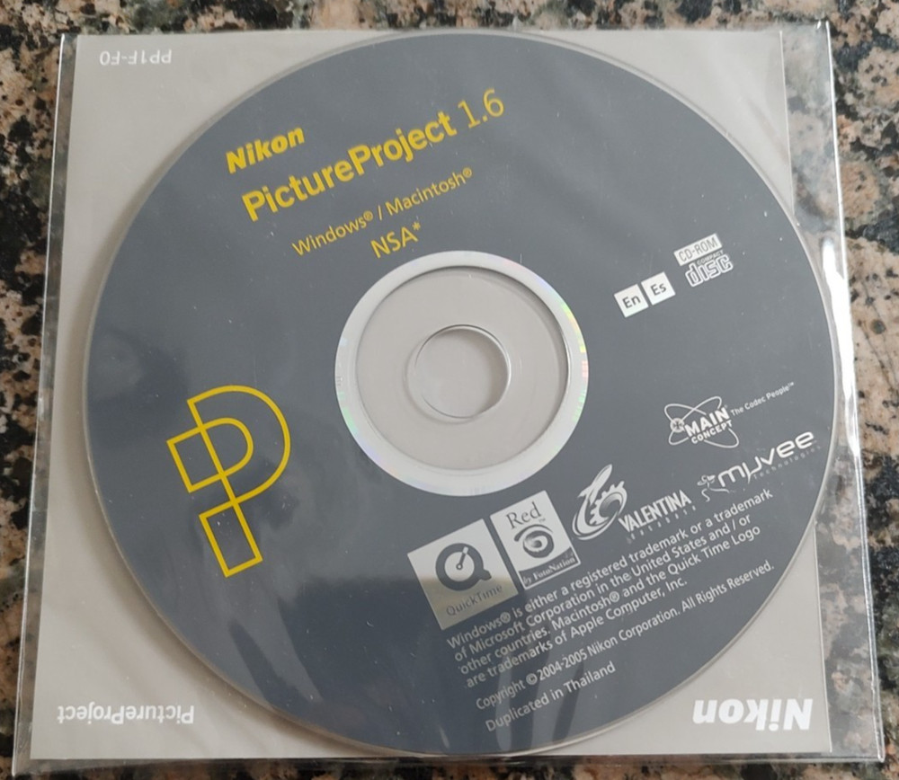 NIKON PictureProject 1.6 Windows / MAC CD 2004-2005 with CD Reference Manual