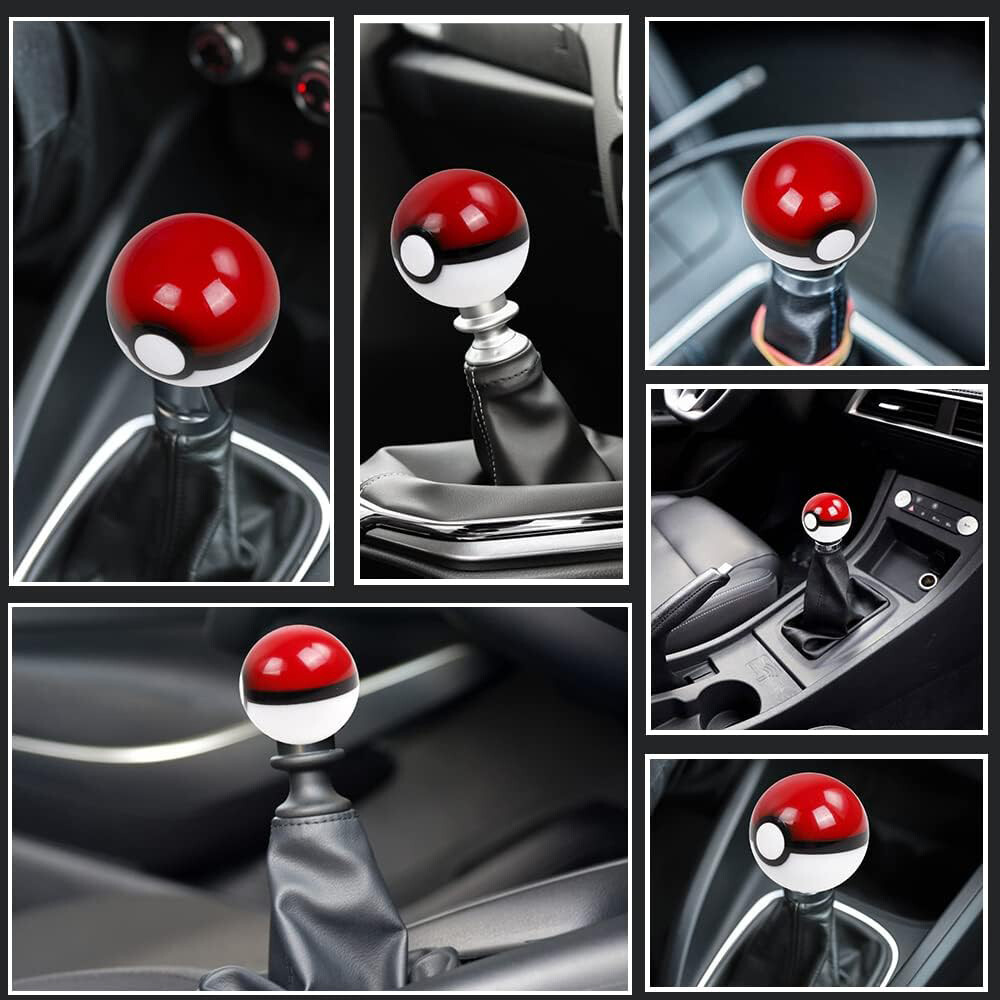 Universal Pokemon Shift Knob Round Poke Ball Gear Shifter Head with 3 Adapters