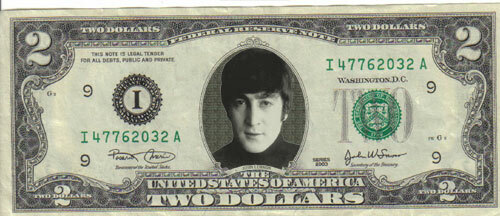 Beatles John Lennon $2 Dollar Bill Mint! Rare! $1…