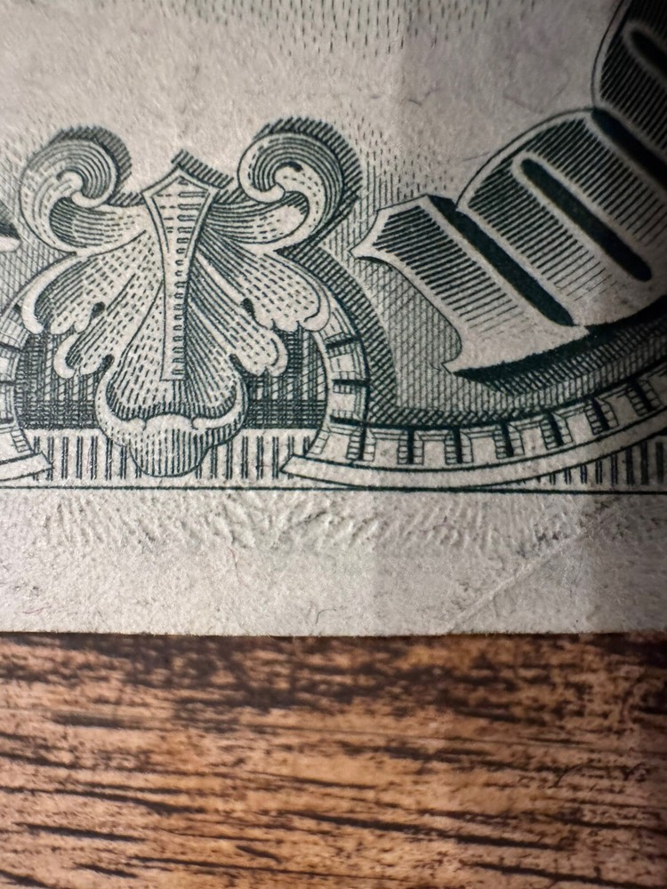 1974 $100 Bill, California Mint, Print Through Error