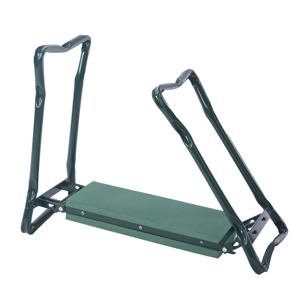 Dual Function Folding Garden Kneeler Stool with Tool Bag and Soft Cushion Pad