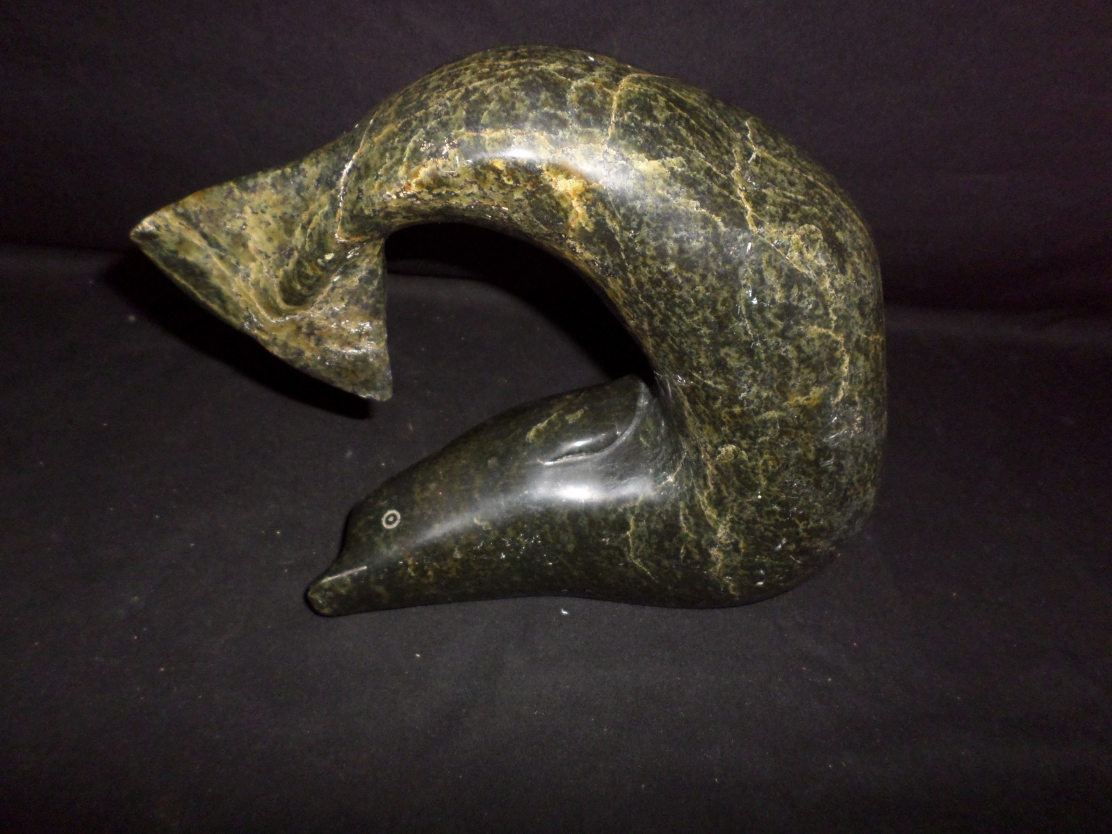 Fine Antique Native American Alaskan Cape Dorset Carved Serpentine Whale 10lb