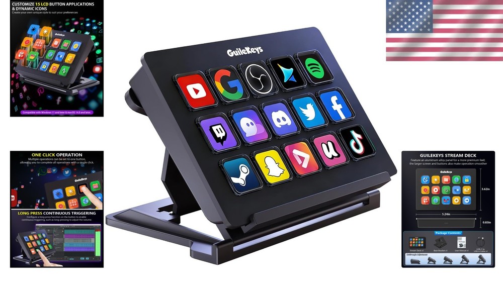 Stream Deck with 15 Programmable Keys — Mac/PC USB Controller for OBS, Twitch...