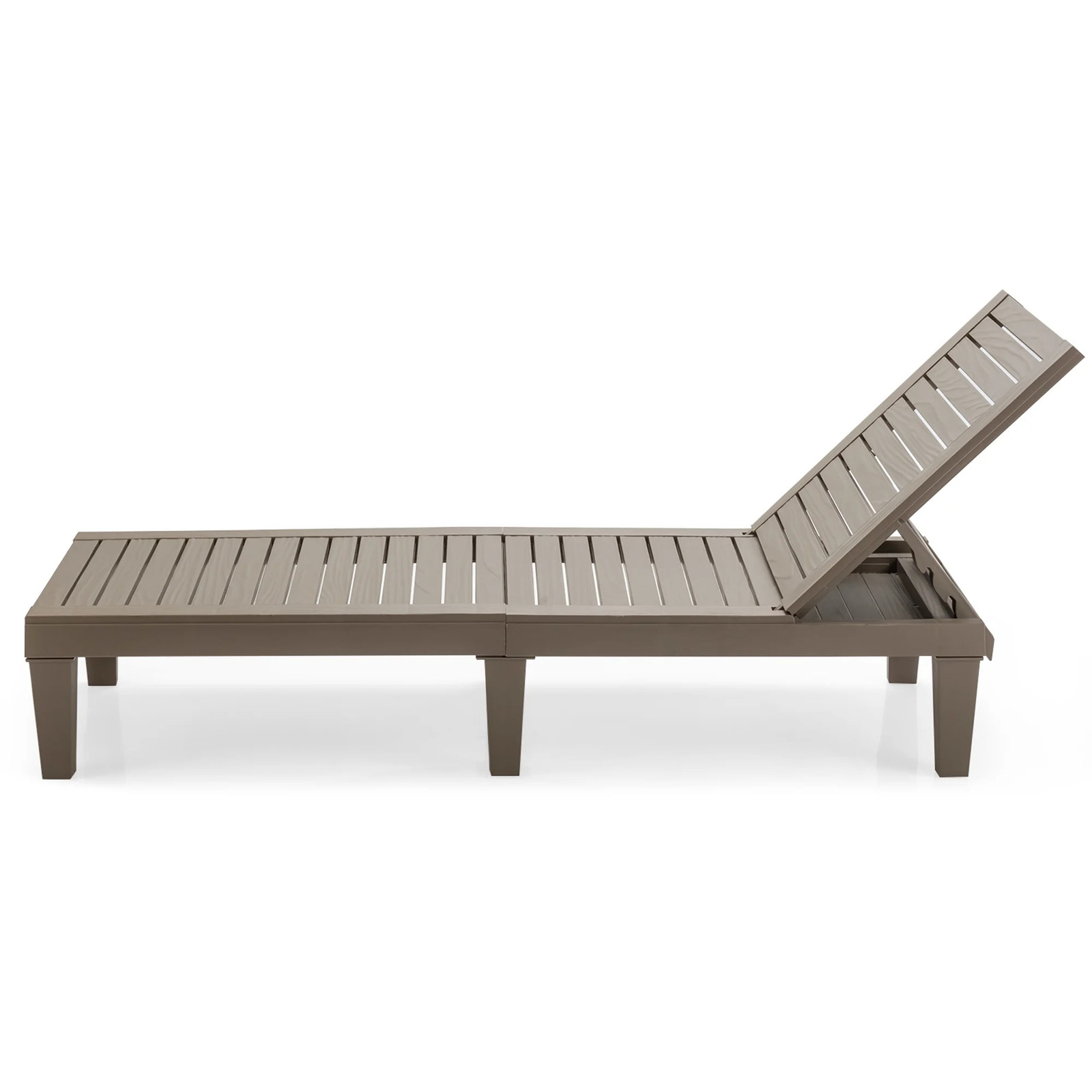 Patio Outdoor Chaise Lounge Chair Recliner W/ Adjustable Backrest Brown