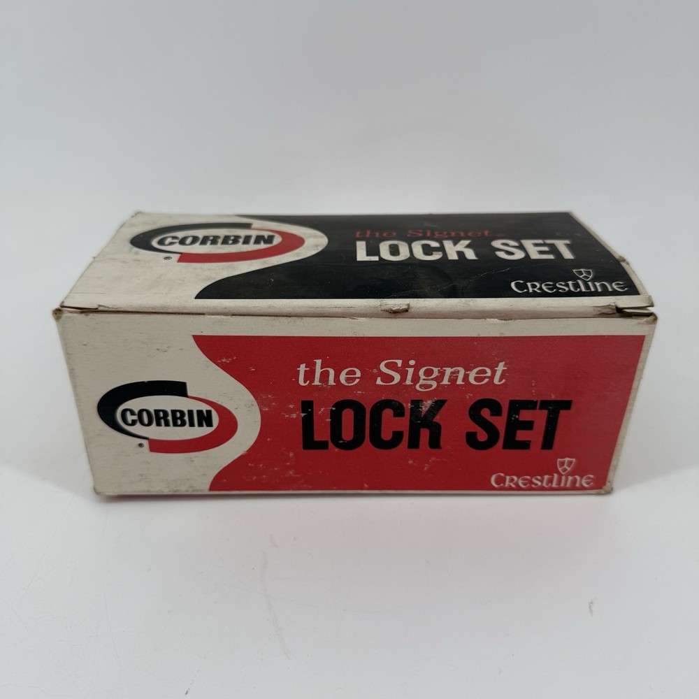 Antique Corbin Crestline Signet Cylindrical Lock Set - Nickel Passage Door Knobs