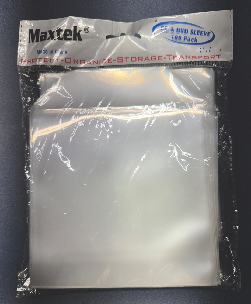 Maxtek White CD & DVD Plastic Sleeves 100 Pcs New