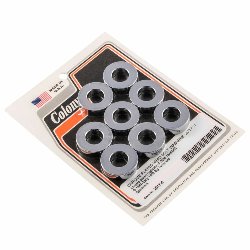 HEAD BOLT WASHER SET (Chrome) Harley Evolution BT & Sportster 1984 -E85 . 2017-8