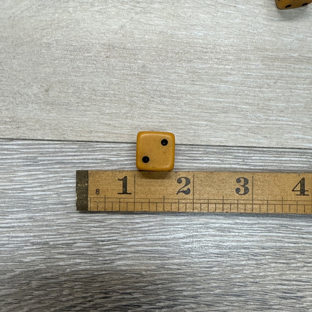 Vintage Pair 5/8” Butterscotch Bakelite Dice (2 Dice)