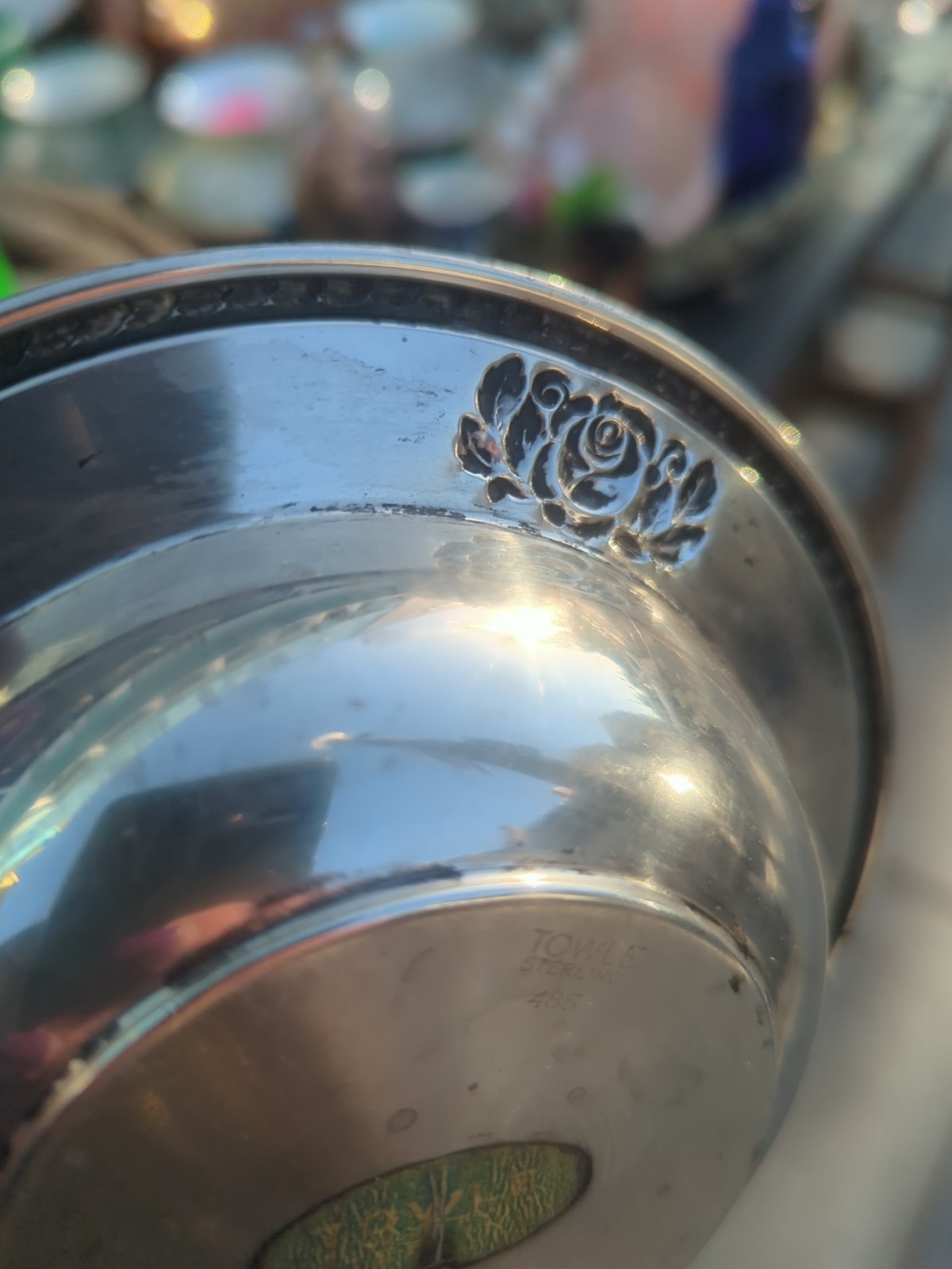Sterling Silver Towel Roses & Laurel Leaf 6" Bon Bon Bowl 71 Grams