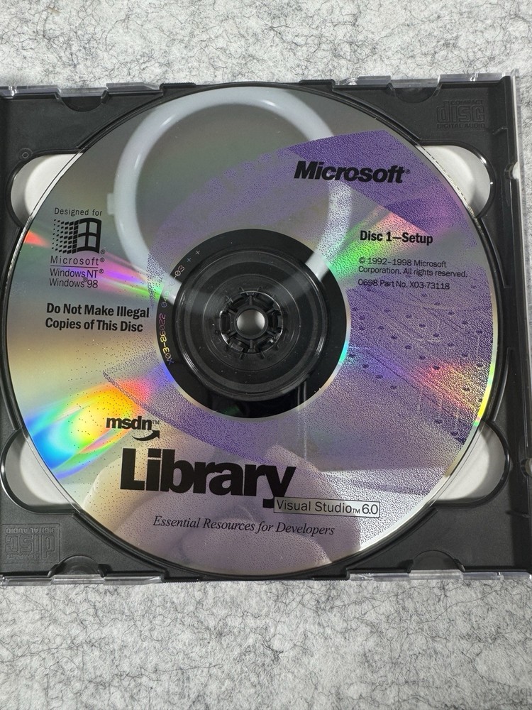 Microsoft Visual Basic Studio 6.0 Pro FoxPro C++ 659-00390 X04-86322 Software