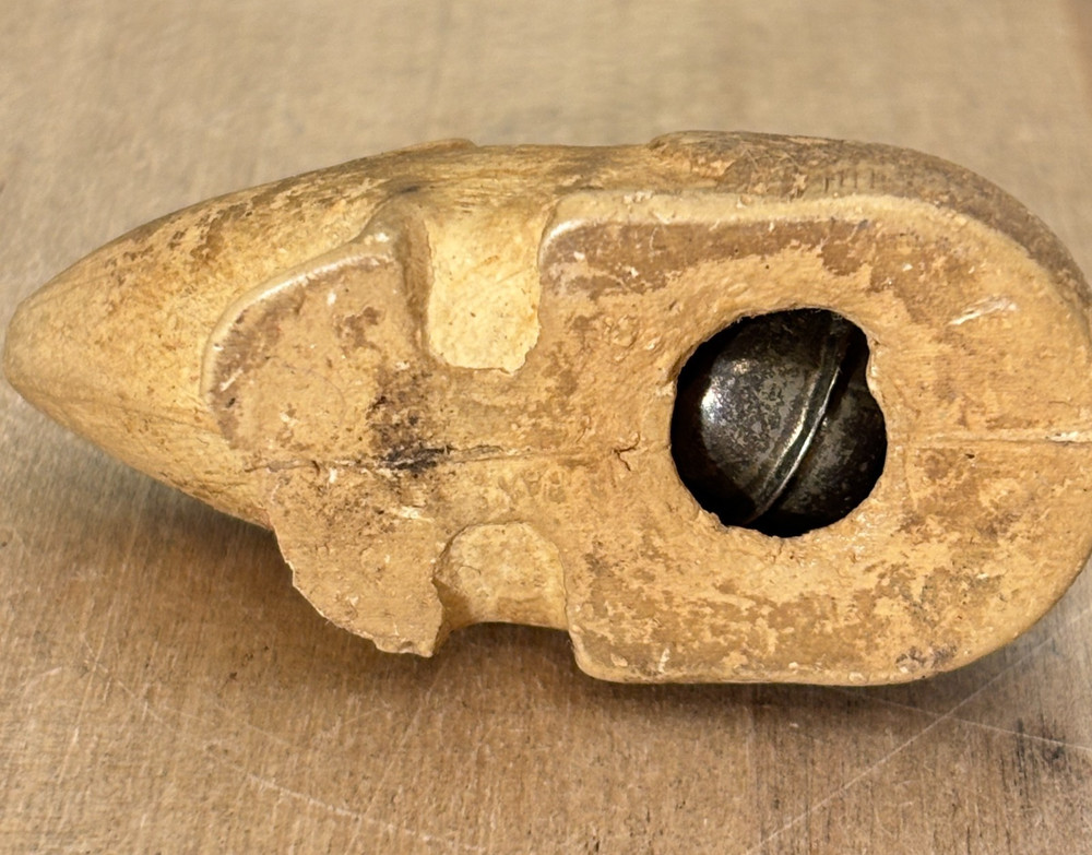 Antique Toy Mouse Clakware Composition w Bell Inside, 2"l