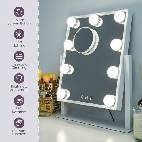 Vanity Mirror with Lights, Makeup Mirror with Lights, 3 Color Lighting White